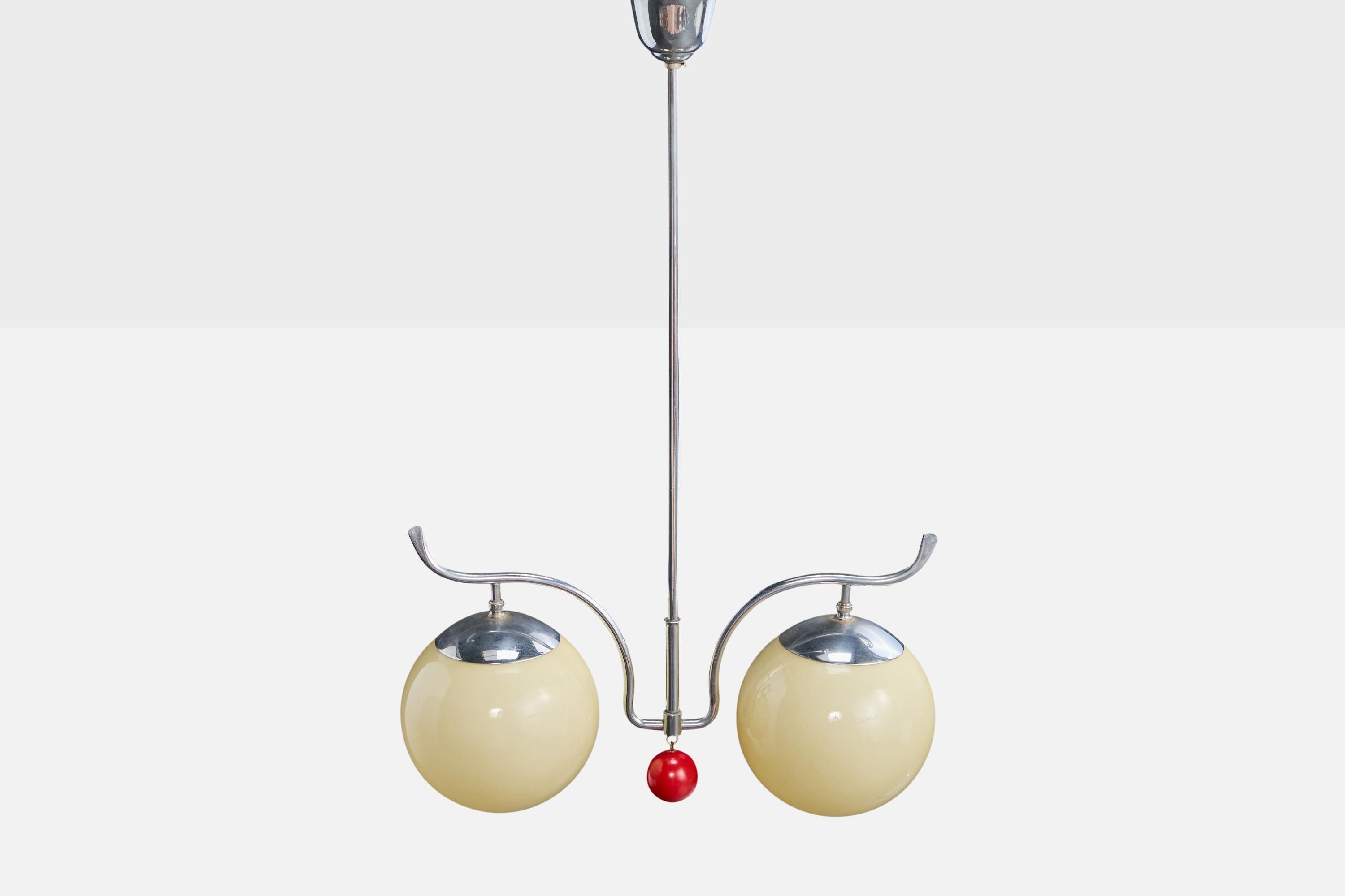 Danese Fog & Mørup, Lampada a sospensione, metallo, vetro, Wood, Danimarca, 1939 in vendita