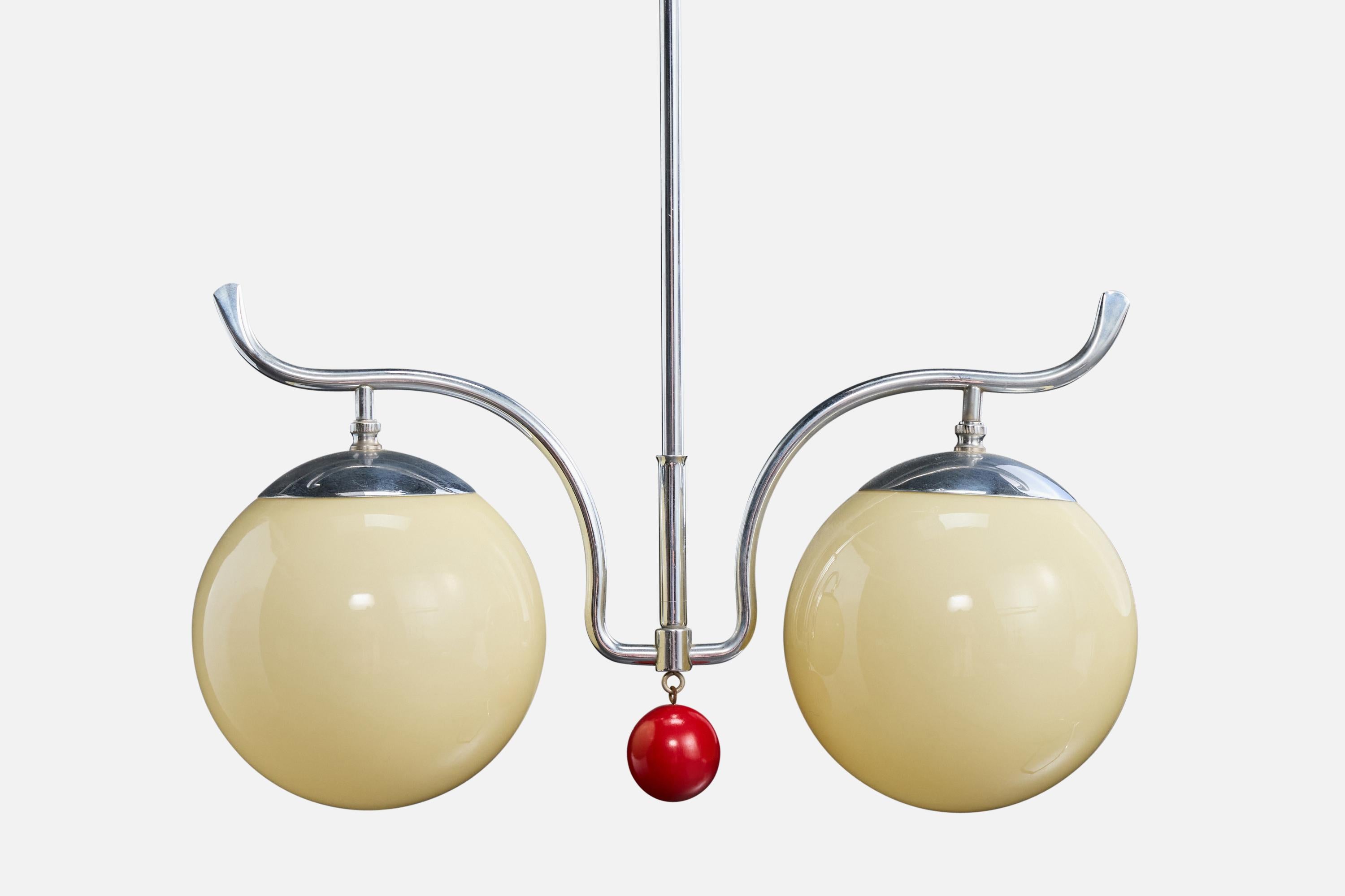 Fog & Mørup, Lampada a sospensione, metallo, vetro, Wood, Danimarca, 1939 In condizioni buone in vendita a High Point, NC