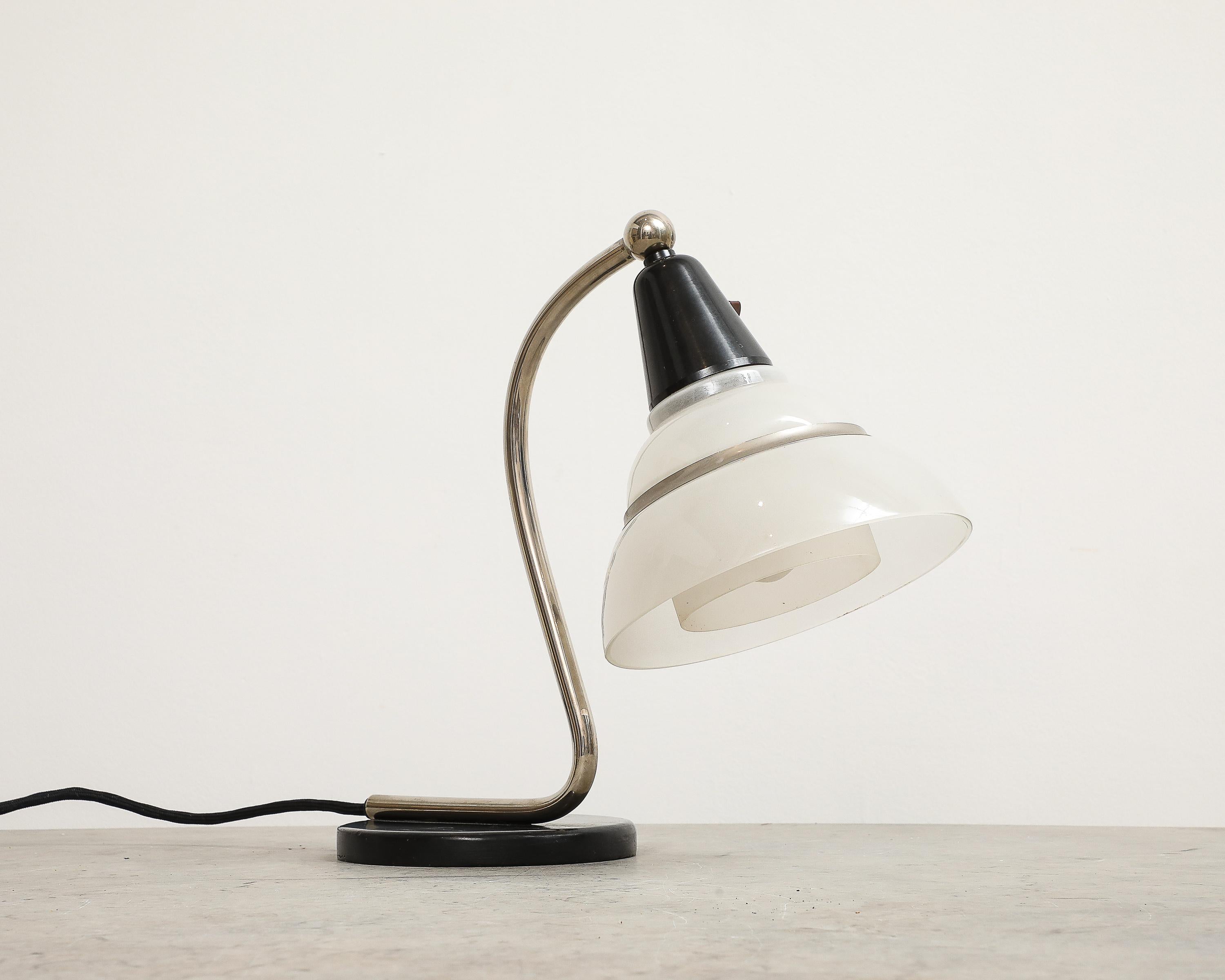 Scandinavian Modern Fog & Mørup, Snake Light with White Frosted Shades, Denmark, circa 1930 For Sale