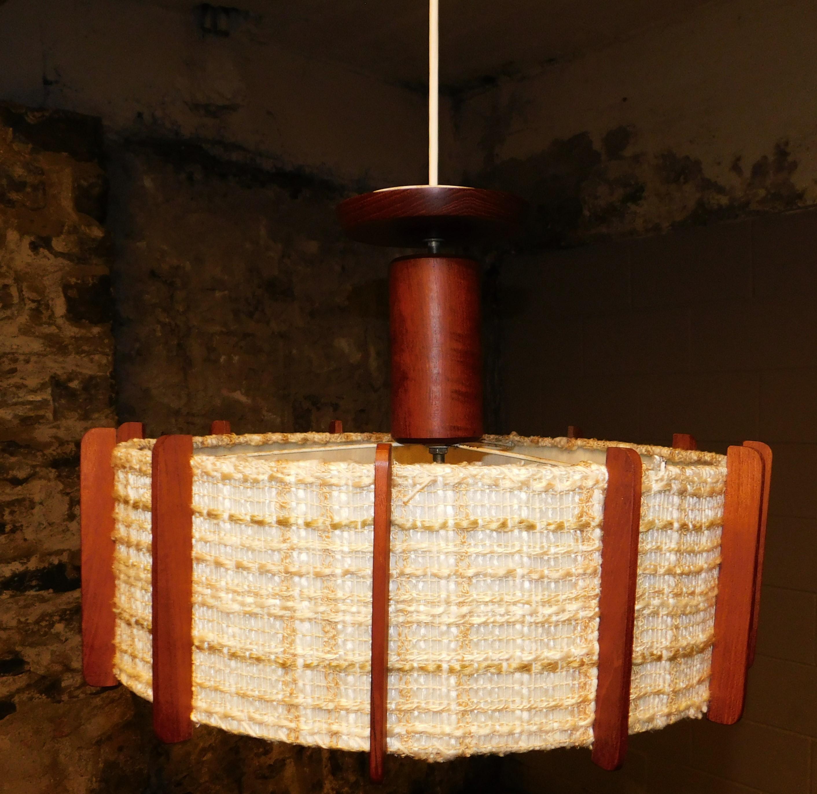 Fog & Mørup Style Danish Teak Ceiling Light 5