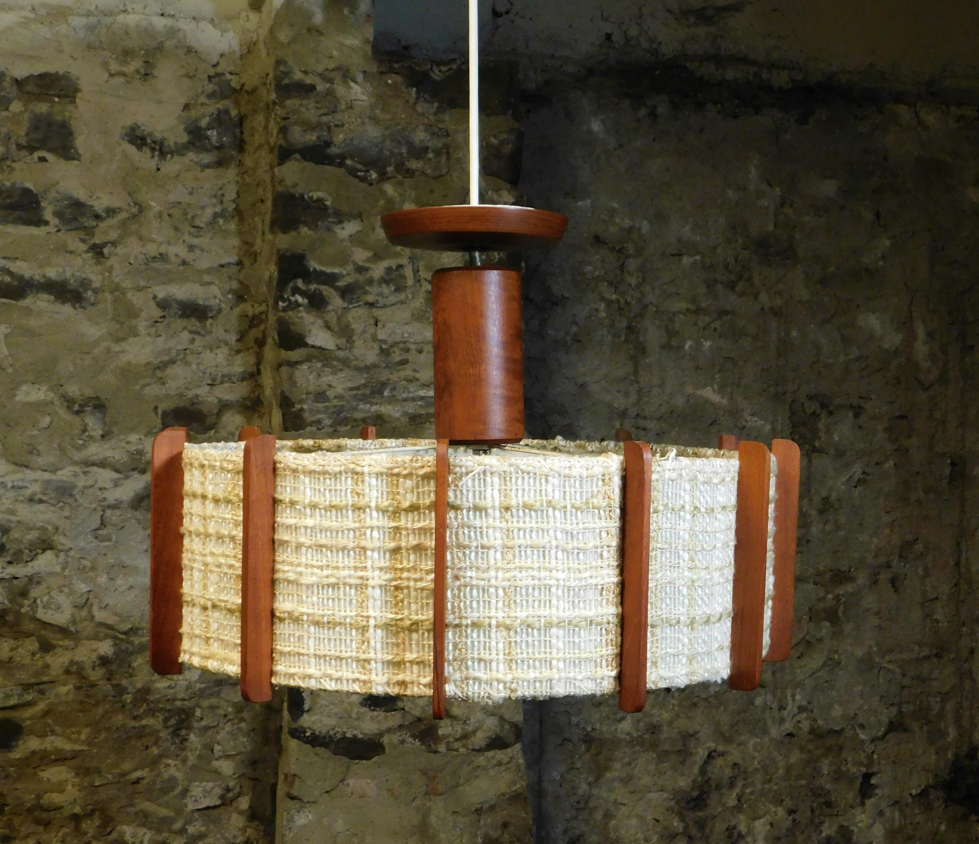 Fog & Mørup Style Danish Teak Ceiling Light 1