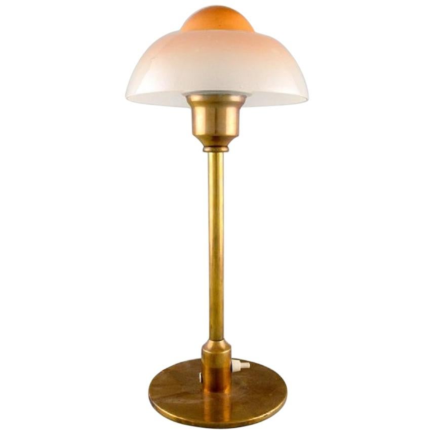 Fog & Mørup Table Lamp in Brass, "Fried Egg" Screens in Glass, Danish Design