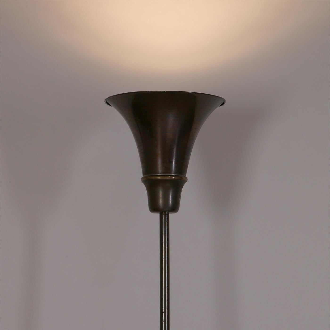 Scandinavo moderno Fog & Mørup Uplight Floor Lamp in Bronze, Denmark, 1940s in vendita