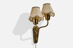 Fog & Mørup, Wall Light, Brass, Fabric, Denmark, C. 1950s