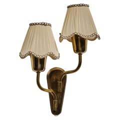 Fog & Mørup, Wall Light, Brass, Fabric, Denmark, C. 1950s