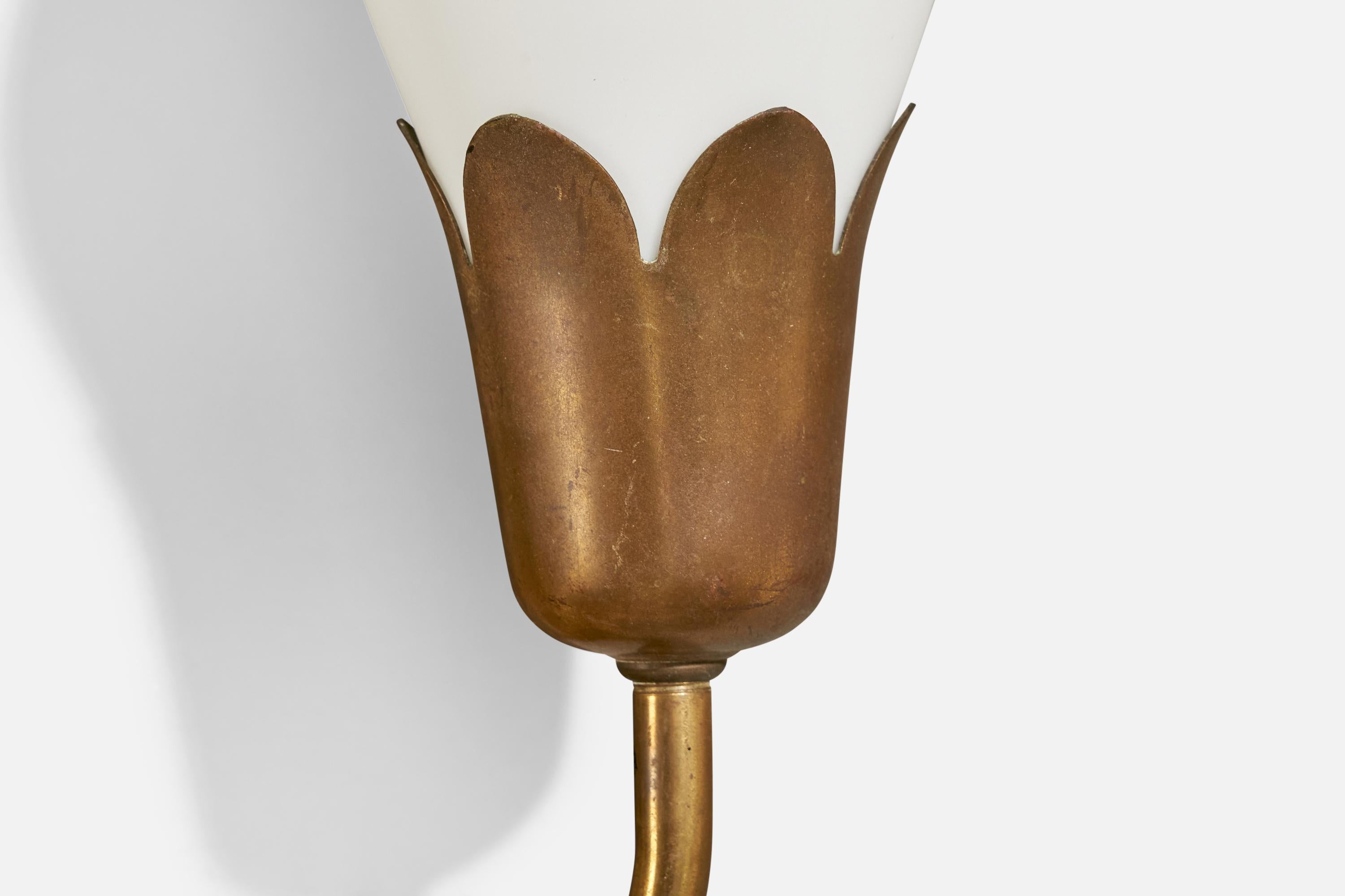 Mid-20th Century Fog & Mørup, Wall Light, Brass, Glass, Denmark, 1950s For Sale