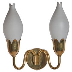 Fog & Mørup, Wall Light, laiton, verre, Danemark, années 1950