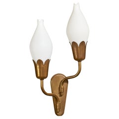 Fog & Mørup, Wall Light, laiton, verre, Danemark, années 1950
