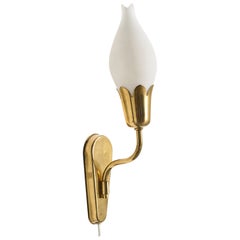 Fog & Mørup, Wall Light, laiton, verre, Danemark, années 1950