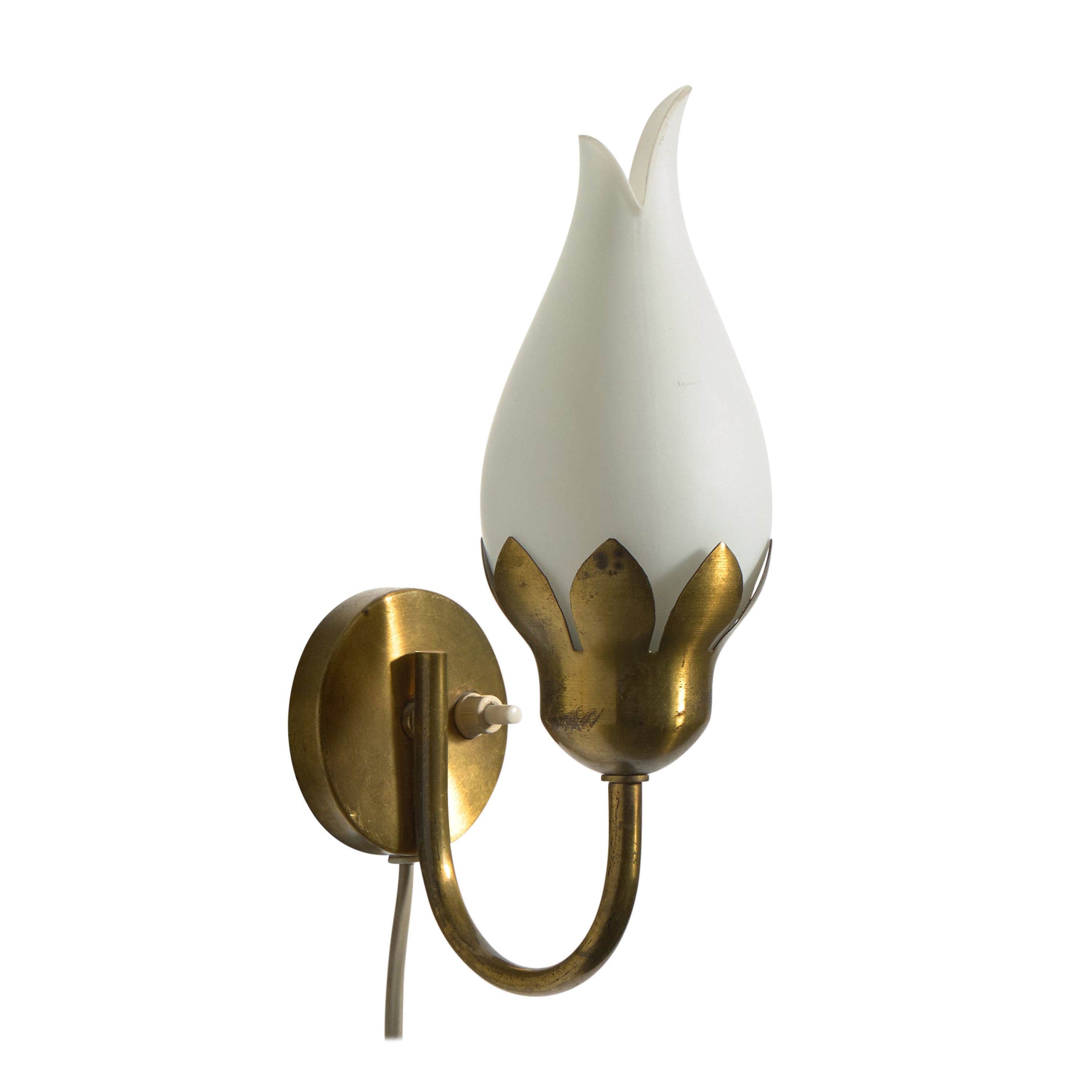 Fog & Mørup, Wall Light, Brass, Glass, Denmark, 1950s