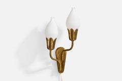 Fog & Mørup, Wall Light, Brass, Glass, Denmark, 1950s