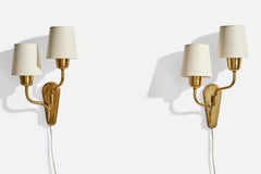 Fog & Mørup, Luci da parete, Ottone, Tessuto, Danimarca, anni '50