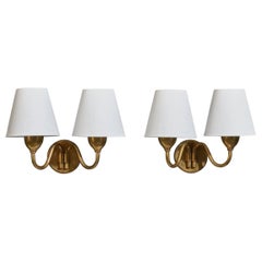 Fog & Mørup, Luci da parete, Ottone, Tessuto, Danimarca, anni '50