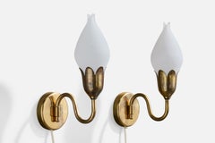 Fog & Mørup, Wall Lights, Messing, Glas, Dänemark, 1950er Jahre