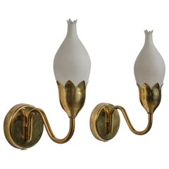 Fog & Mørup, Apliques, Latón, Cristal, Dinamarca, Década de 1950