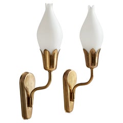 Fog 
Mørup, Wall Lights, Brass, Glass, Denmark, 1960s