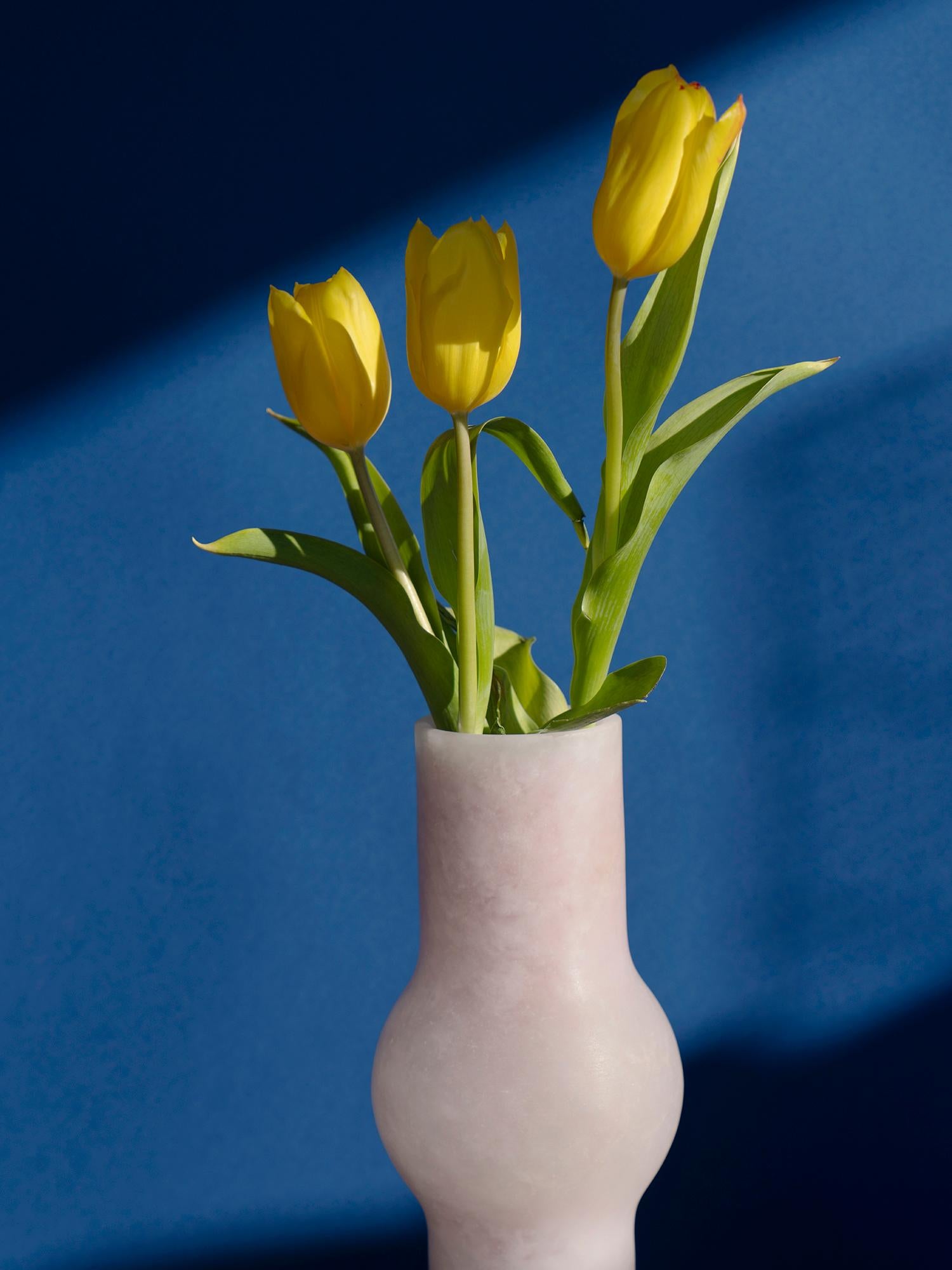 Modern Fog Vase 02 in Alabaster For Sale