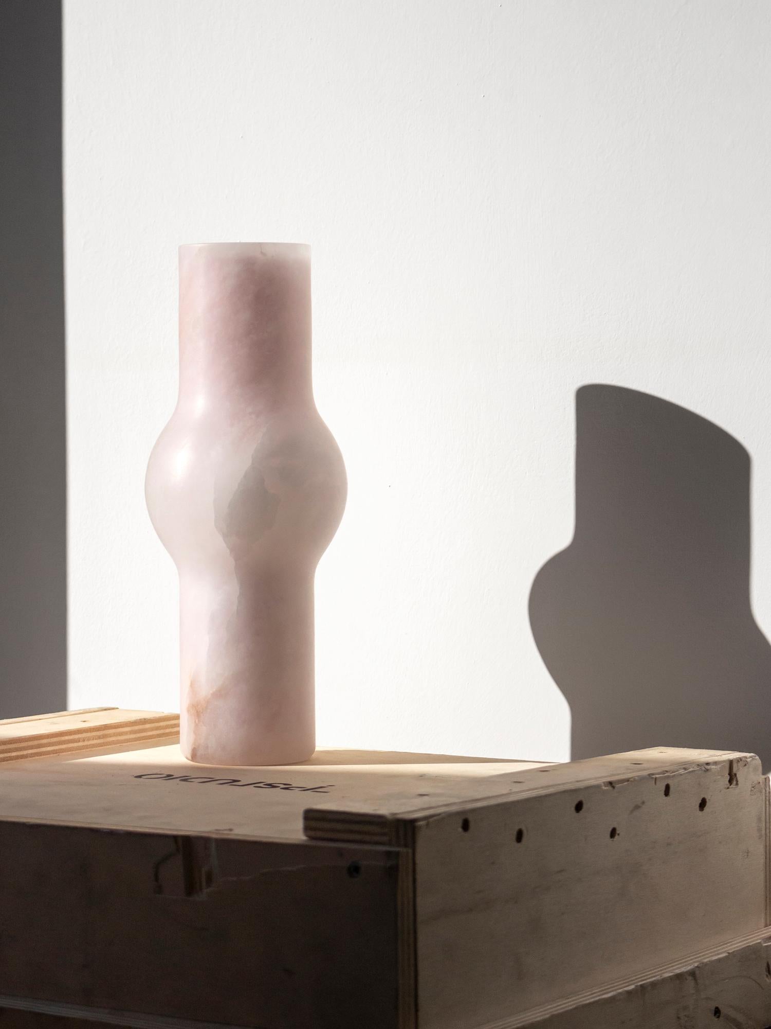 Contemporary Fog Vase 02 in Alabaster For Sale