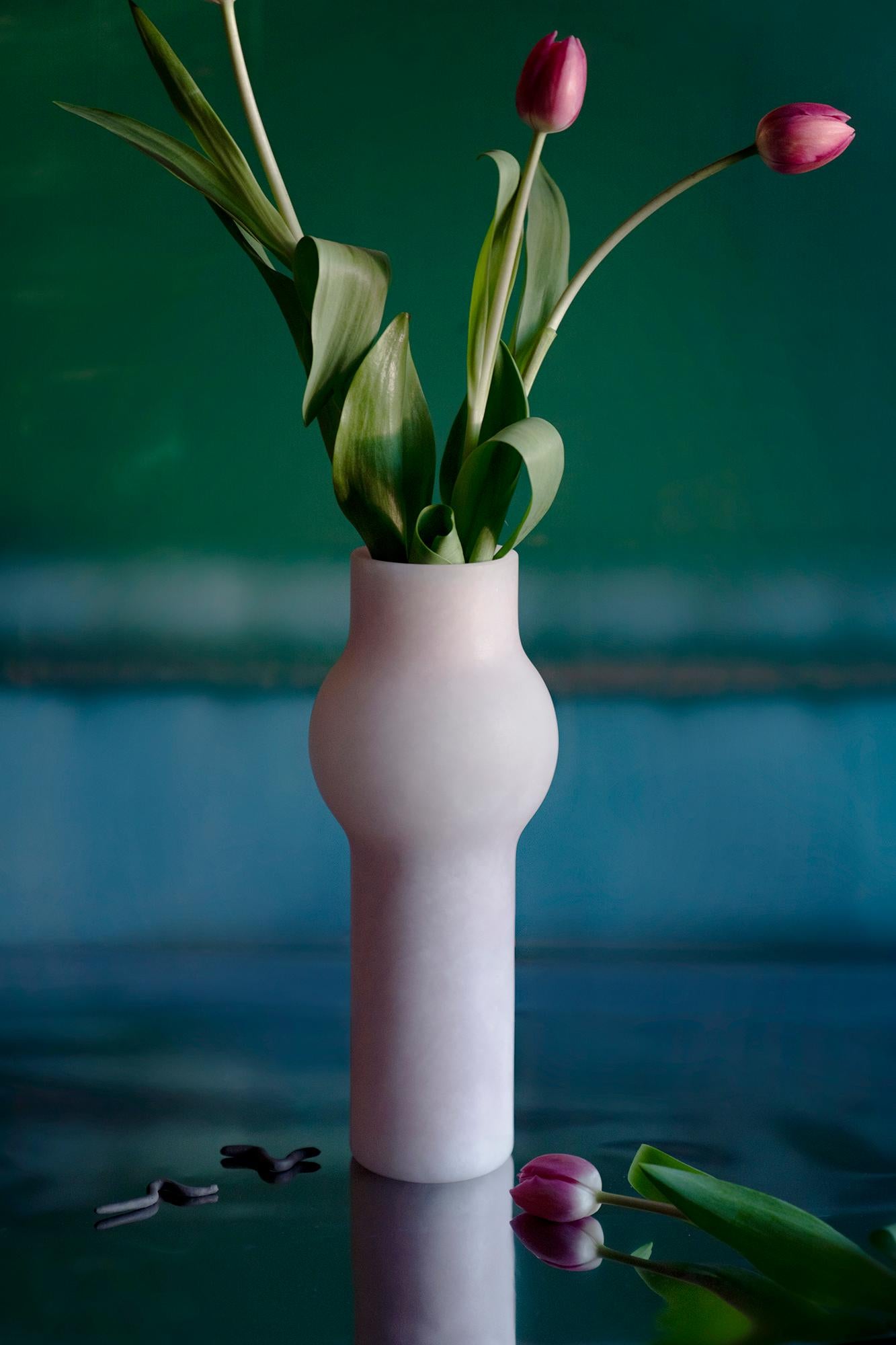 Italian Fog Vase 03 in Alabaster For Sale
