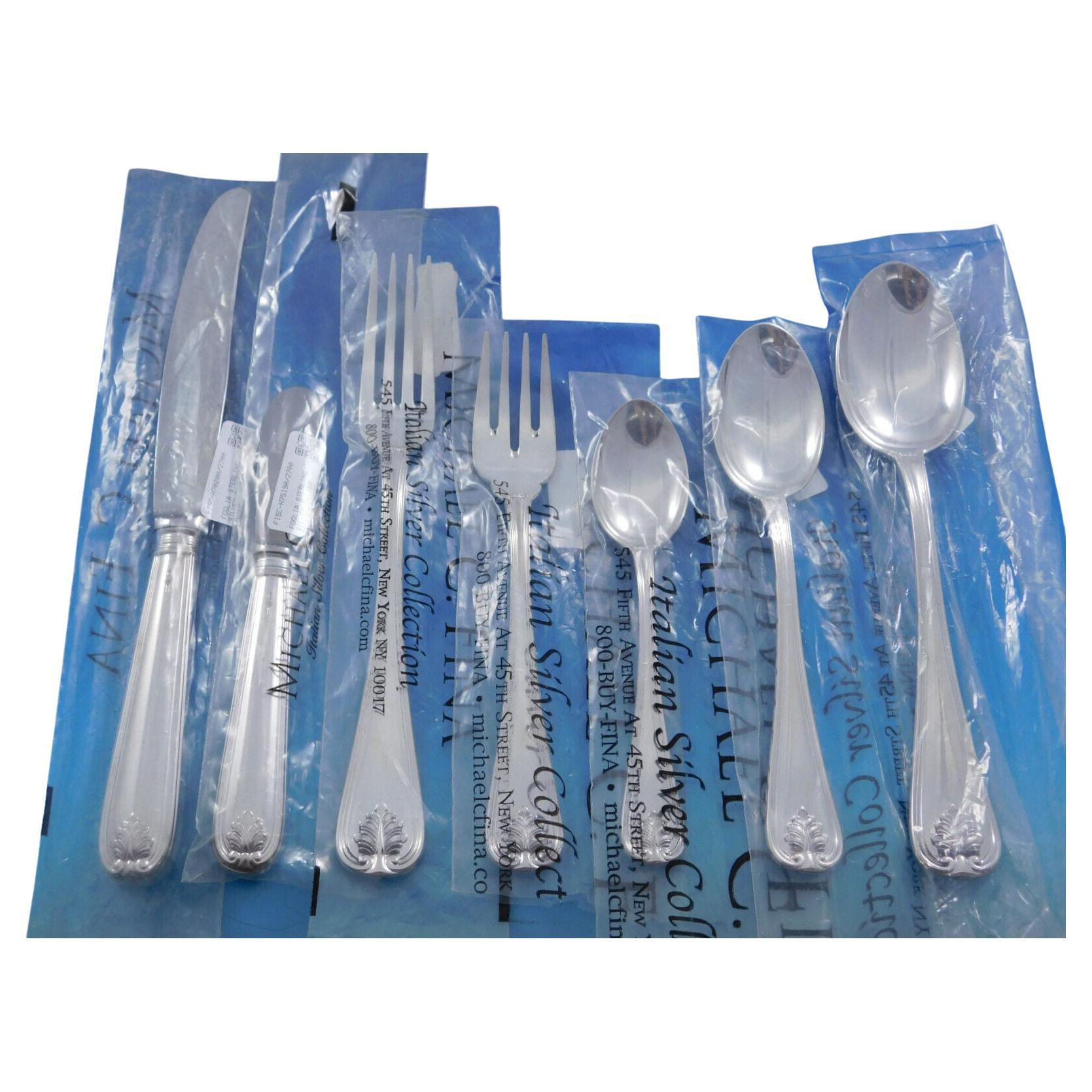 Foglia Leaf by Schiavon Italia Cubertería de plata de ley Servicio 45 piezas Sin usar en venta
