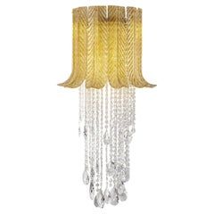 Foglie e Cristallo Transparent glass with gold details Wall Lamp by Il Paralume
