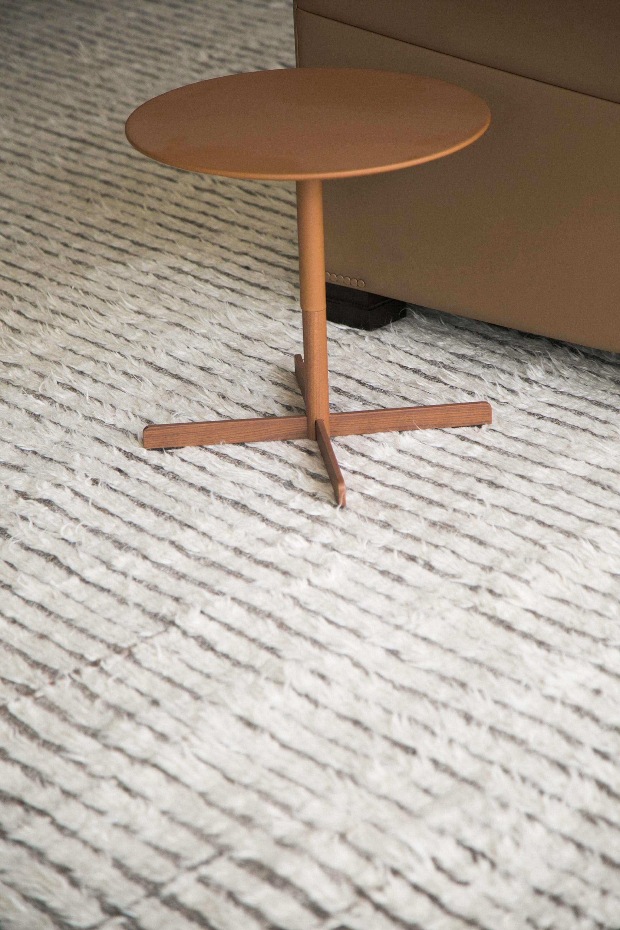 The signature collection of California. Handwoven luxurious wool rug, made of timeless design elements and neutral earth tones with a perfect shag in the shade of white. Mehraban's Haute Bohemian collection is designed in Los Angeles and named for