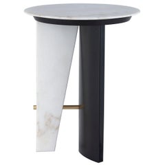 Contemporary Modern Foice Side Table in Calacatta Bianco Marble by Greenapple
