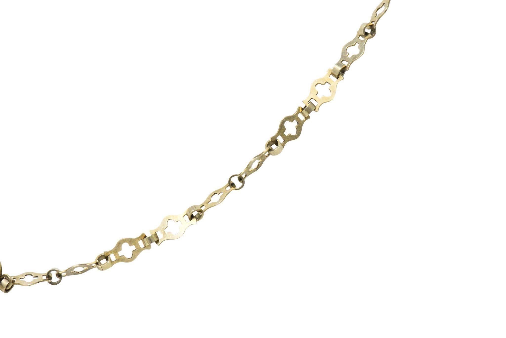 Georgian  Foil Back Quartz 14 Karat Gold Cross Necklace
