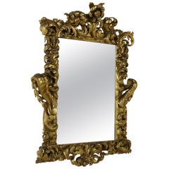 Antique Foil Mirror Linden, Italy, 18th Century