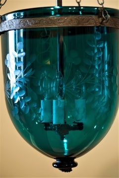 Foilate-Etched Ten-Inch Bell Jar Lantern, England, circa 1830