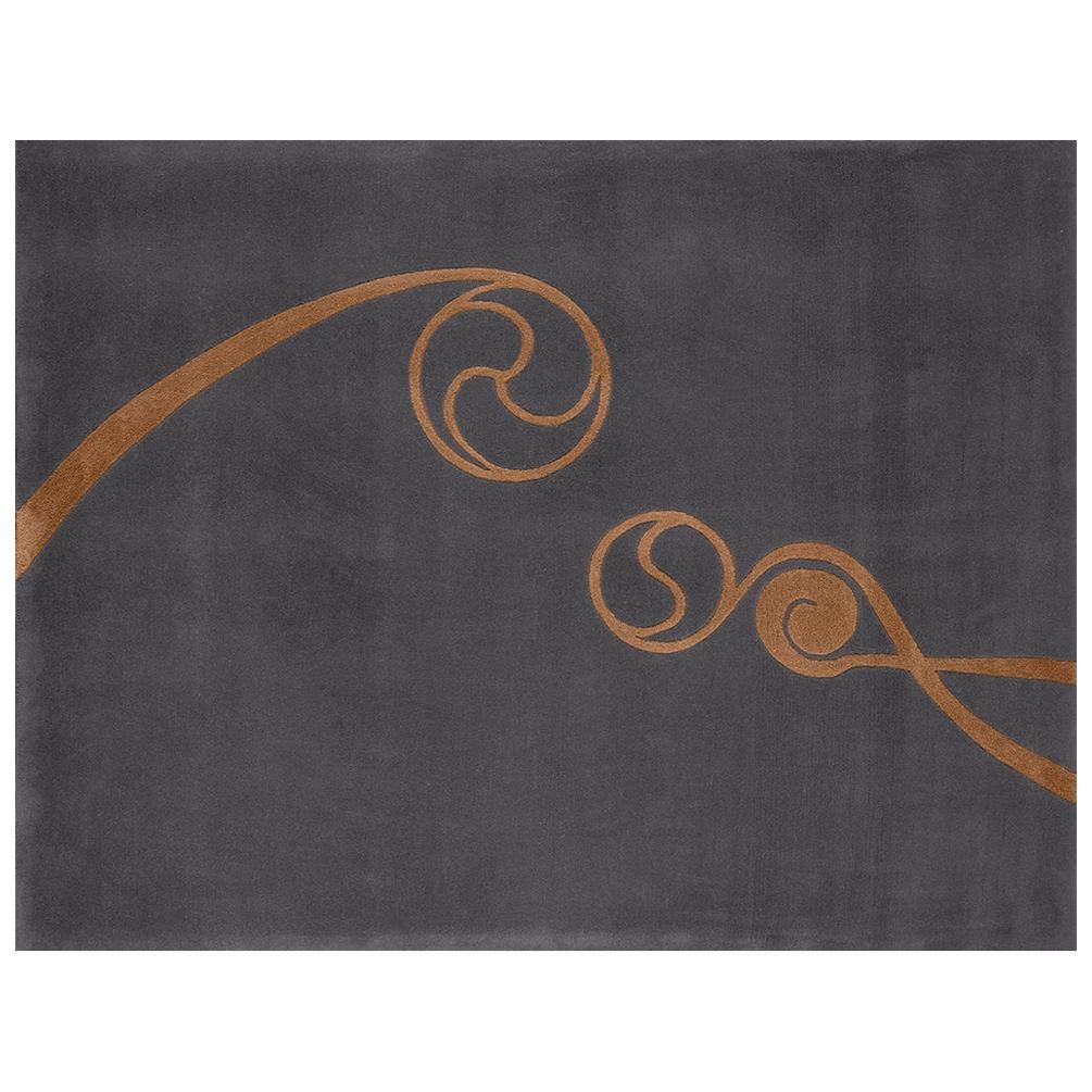 "Foinse" Limited Edition Owl Grey Irish Wool, Gold Silk Rug & Tapestry by Rhyme