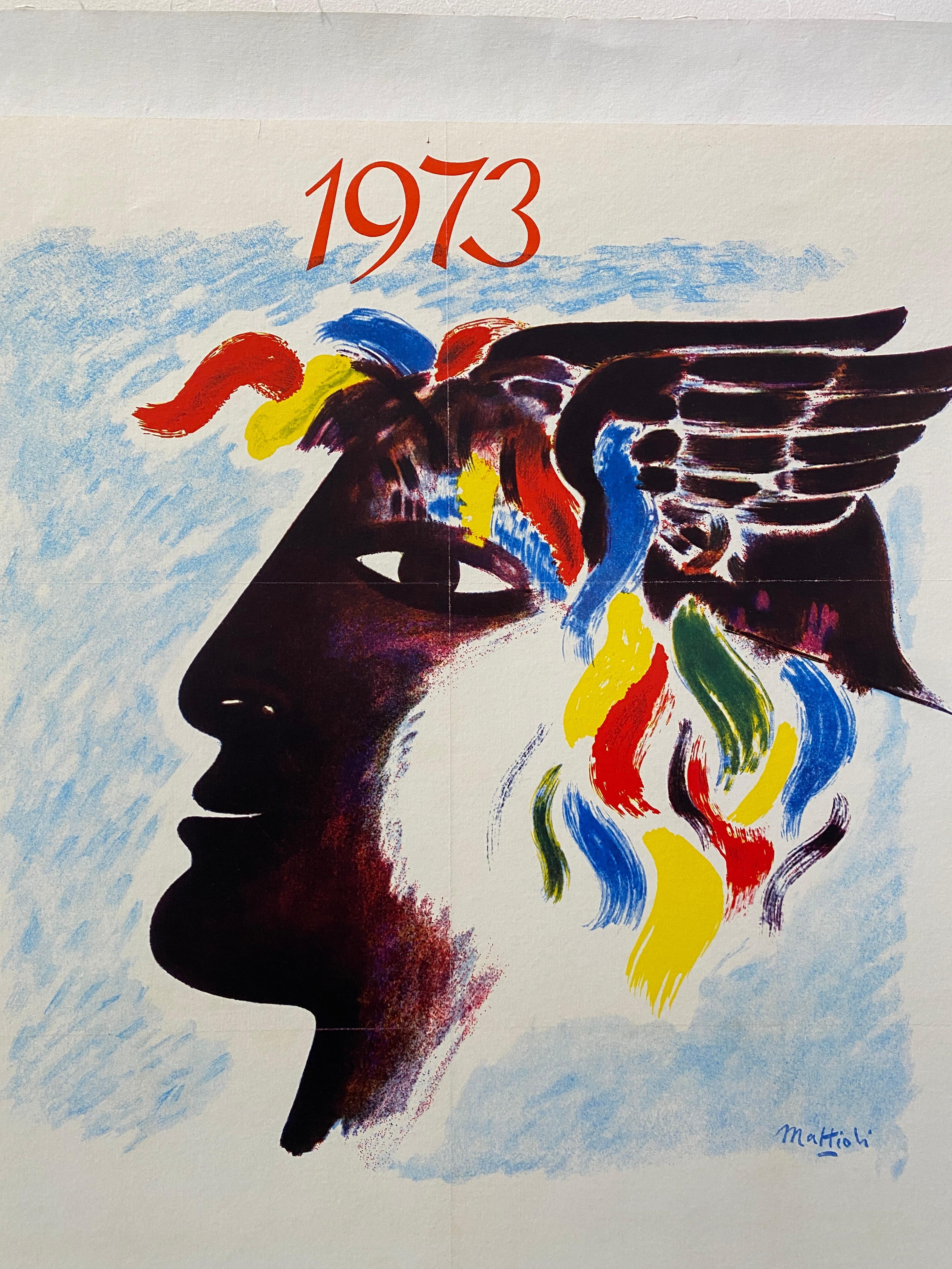Fine XX secolo Foire International Des Industries 1973 Poster originale d'epoca in vendita