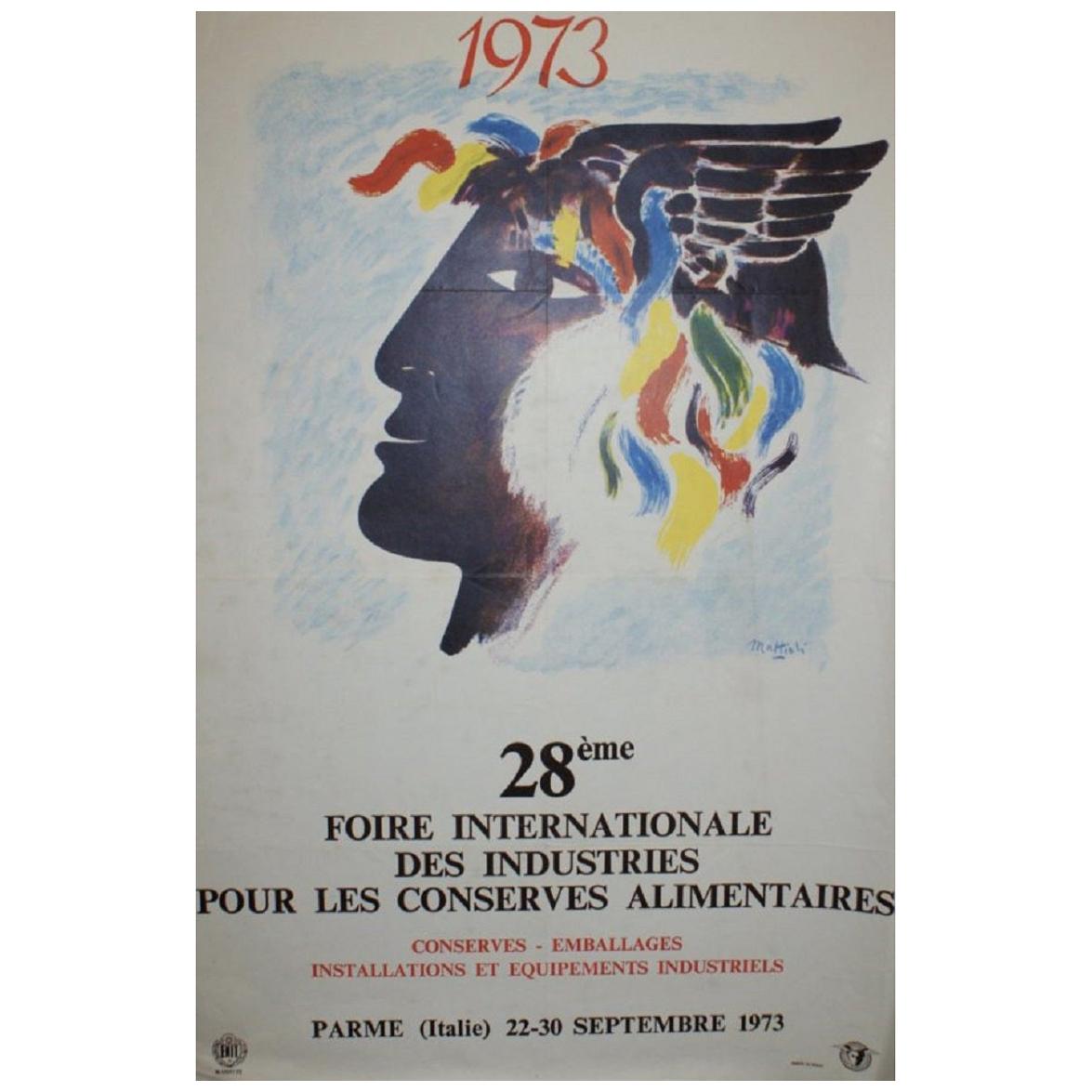 Affiche vintage d'origine de la Foire International des Industries, 1973