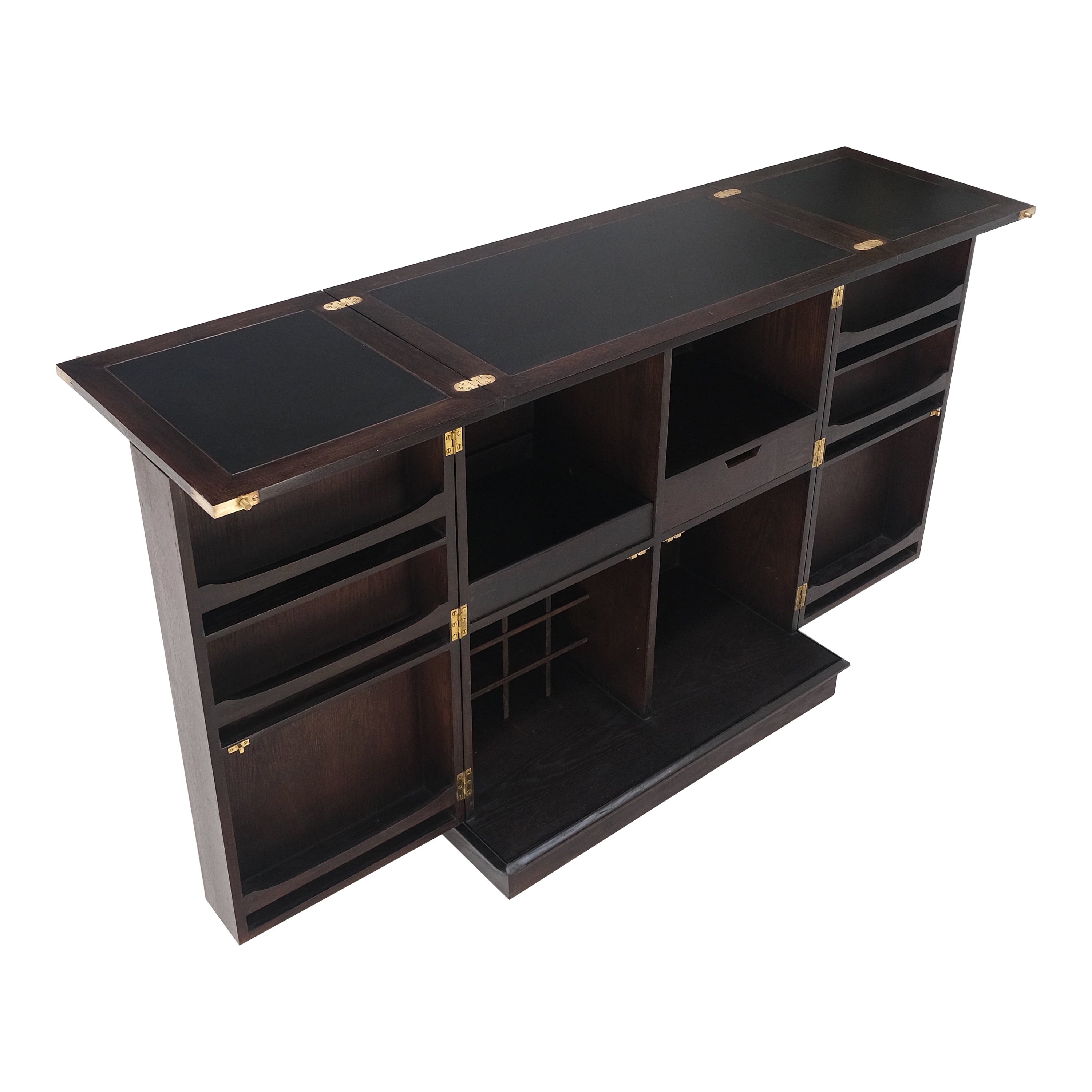 ¡Barra de bar abatible Estantería para vinos Licorera Armario a medida Roble ebonizado MINT! en venta