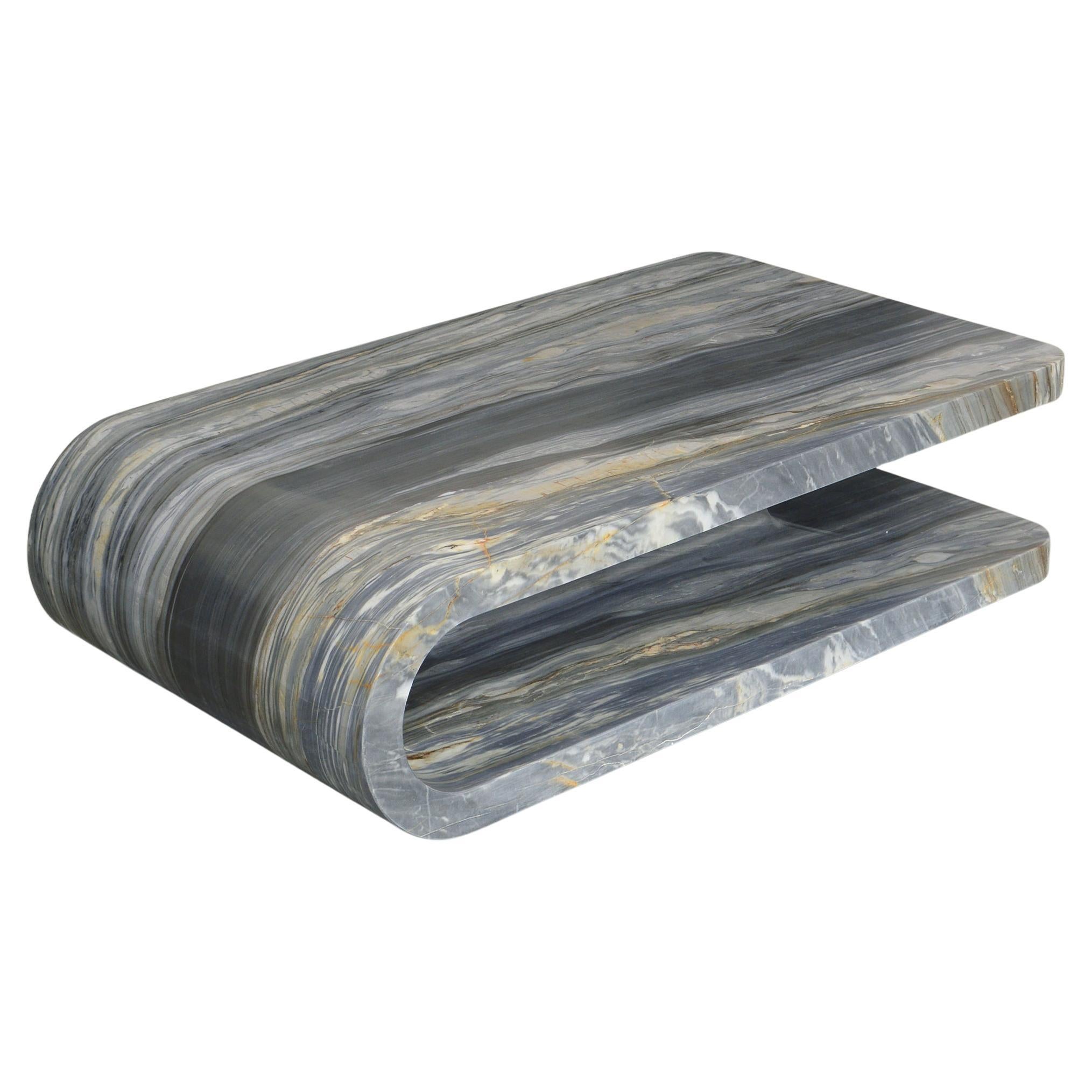 Fold Coffee Table in Calacatta Midnight For Sale