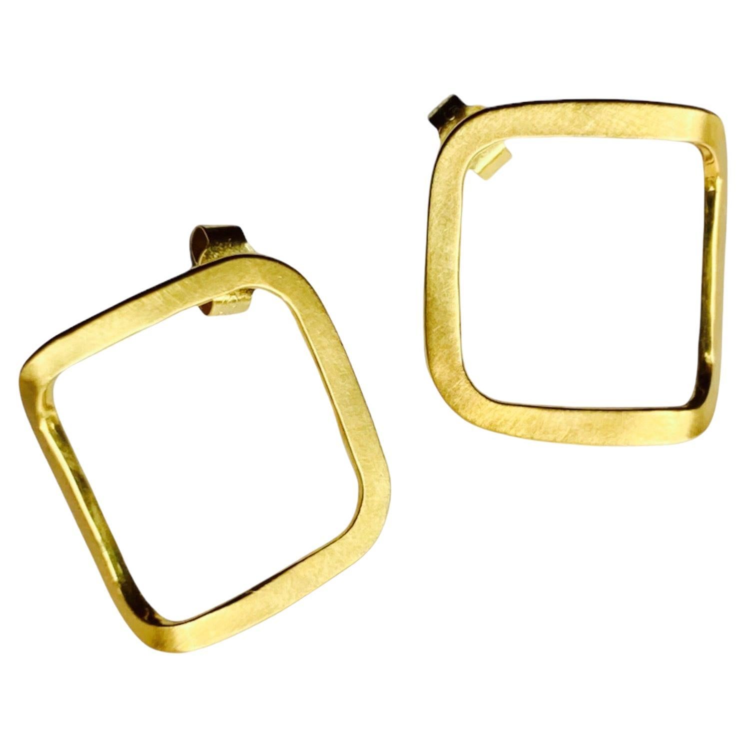 Fold Earrings, in Gold Vermeil For Sale