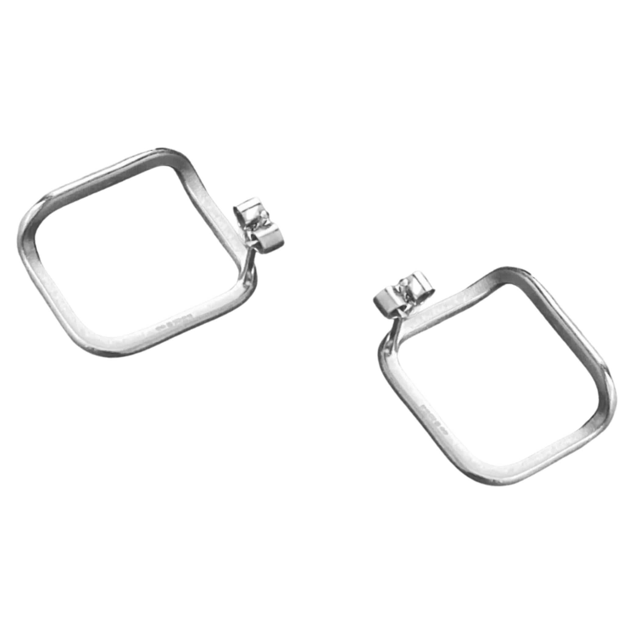 Fold Earrings, in Sterling Silver For Sale