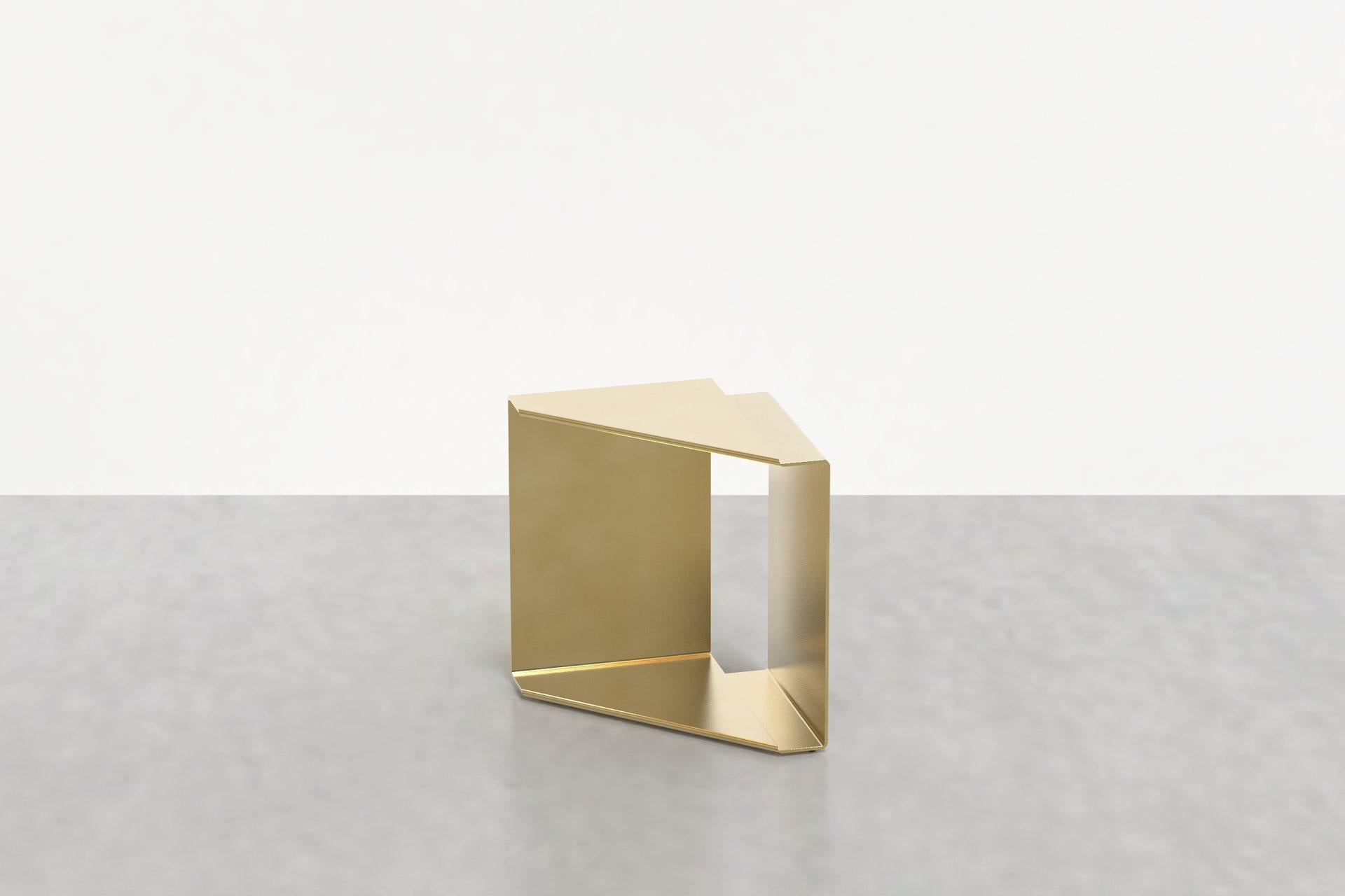 American Fold End Table in Brass, Bright Brass