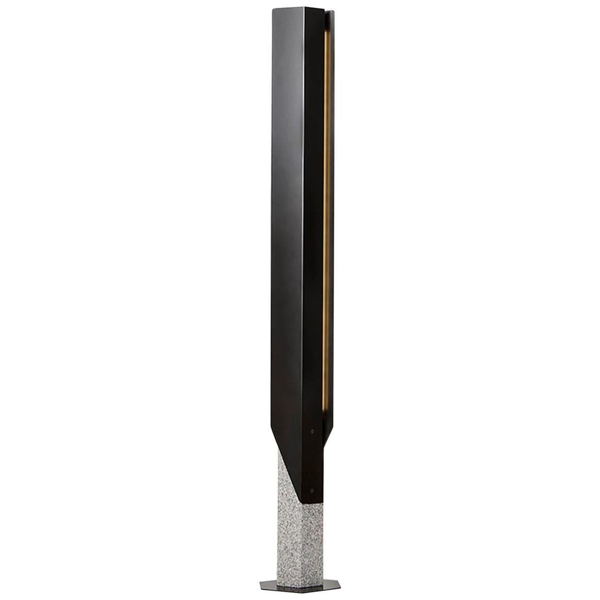 Fold Floor Lamp in Granite Stone Black Reflectors LED Sculptural Modern Light