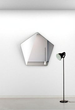 Contemporary pentagonal "folded" mirror with straight and angled reflection