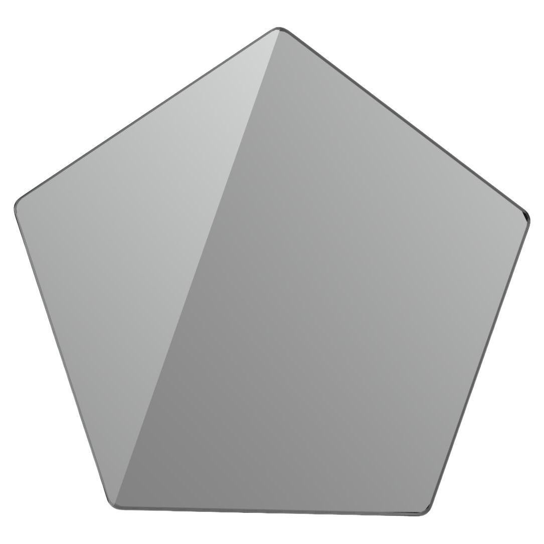 Contemporary pentagonal "folded" mirror with straight and angled reflection