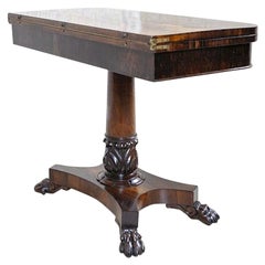 Mesa de cartas desplegable de palisandro de finales del siglo XIX y principios del XX