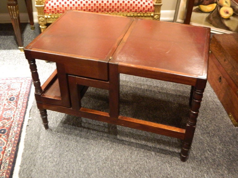 Sheraton Fold over Bed Step Ladder or Table on Turned Legs, 19th Century