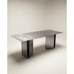 Fold Rectangular Table in Stainless Steel by Metalmorphosis Studio