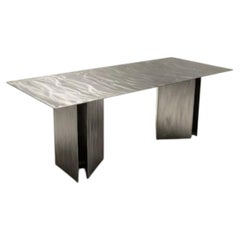 Fold Rectangular Table in Stainless Steel by Metalmorphosis Studio