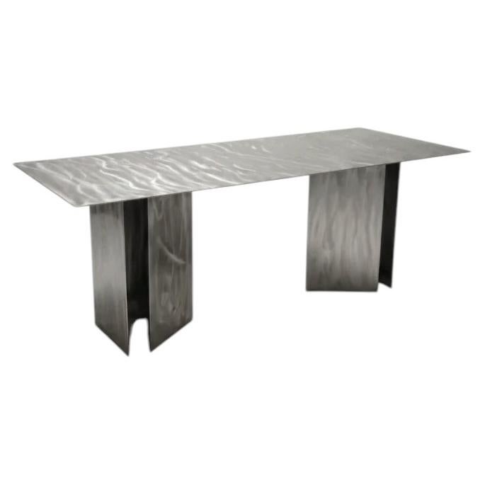 Fold Rectangular Table in Stainless Steel by Metalmorphosis Studio