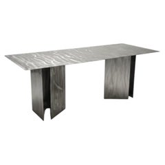 Fold Rectangular Table in Stainless Steel by Metalmorphosis Studio