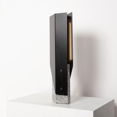 Fold Table Lamp in Granite Stone Black Reflectors LED Sculptural Modern Light