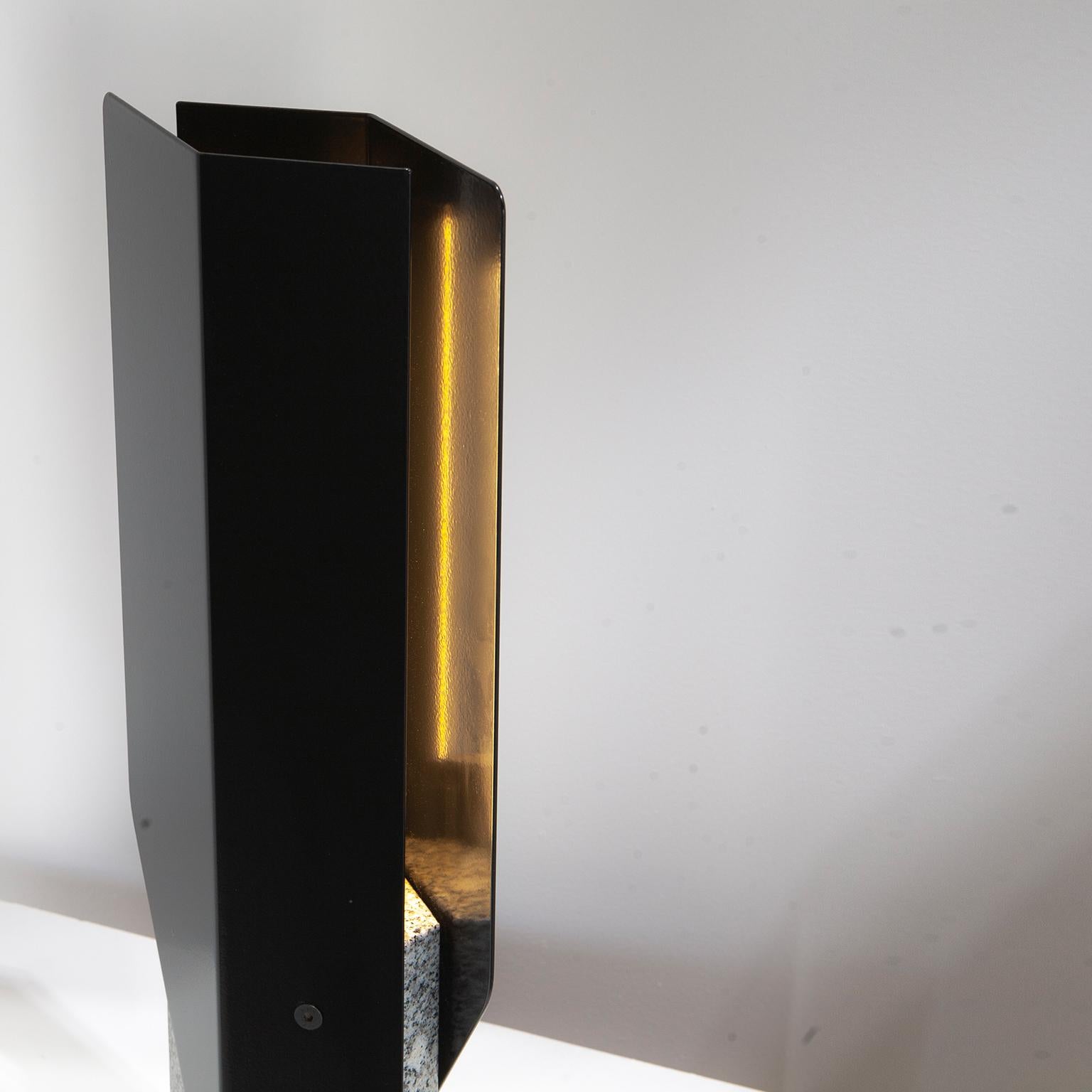 Australian Fold Table Lamp in Granite Stone Black Reflectors LED Sculptural Modern Light