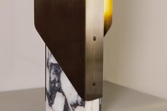Fold Table Lamp, Led Sculptural Modern Light, Bronze patina / Calacatta Viola
